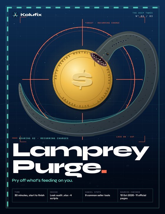 Cover of Lamprey Purge: a lamprey clamped onto a gold coin inside a coral crosshair