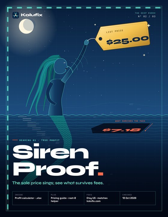 Cover of Siren Proof: a siren holds up a $25.00 price tag whose shadow on the water reads $7.18